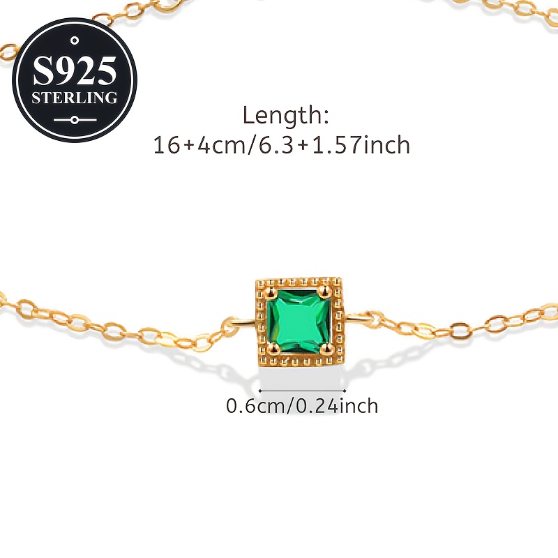Hypoallergenic Created Emerald Square Sugar Bracelet for Women